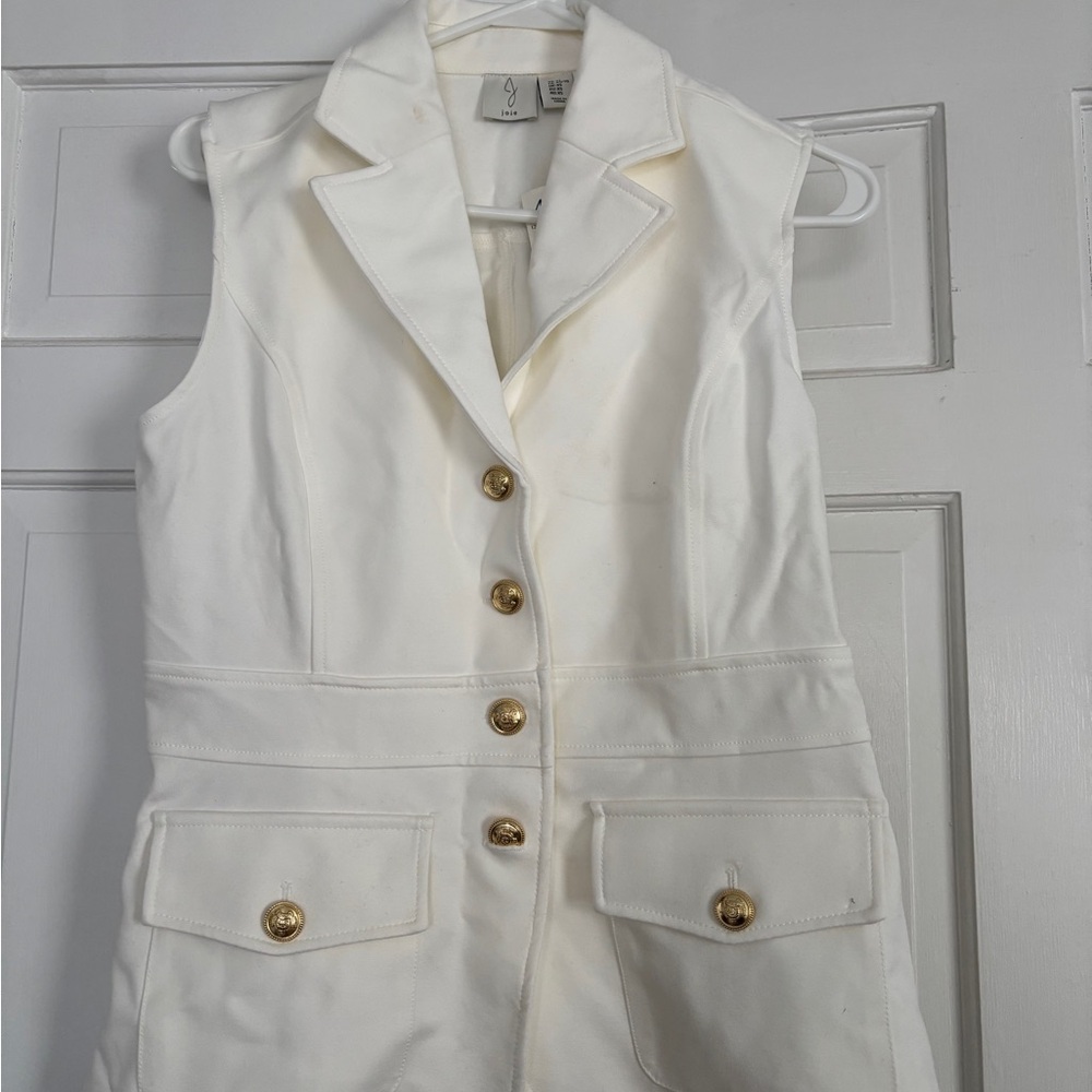 Joie Cream Sleeveless Vest with Gold Buttons
